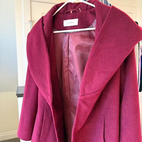T Tahari Marla Burgundy Wrap Coat - Small (EUC) - Picture 3 of 16
